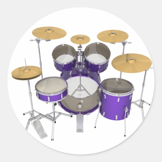 Sticker Rond Kit de tambour pourpre : (Devant)