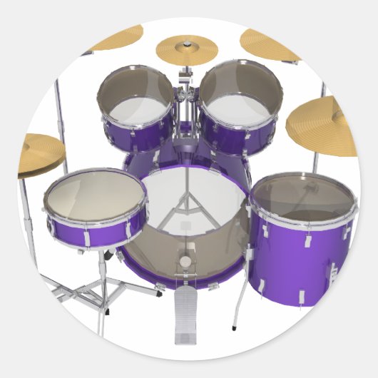 Sticker Rond Kit de tambour pourpre : (Devant)