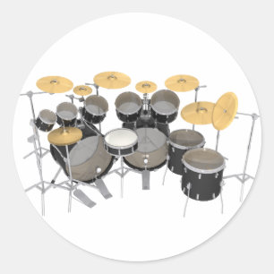 Sticker Rond Kit tambour noir : 10 pièce :