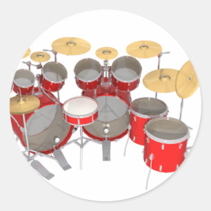 Sticker Rond Kit Tambour rouge : 10 pièce :