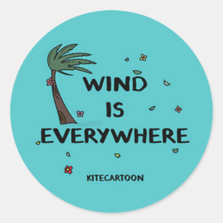 Sticker Rond Kiteboard/kitesurf - Le vent est partout