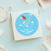 Sticker Rond Kites in Sky Blue Boy Baby shower