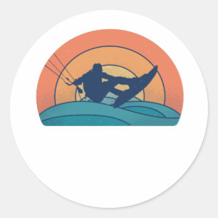 Sticker Rond Kitesurf Kiteboard Rétro