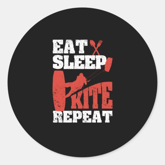 Sticker Rond Kitesurfer Funny Kitesurfer Passion Manger Sommeil (Devant)