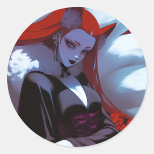 Sticker Rond Kitsune