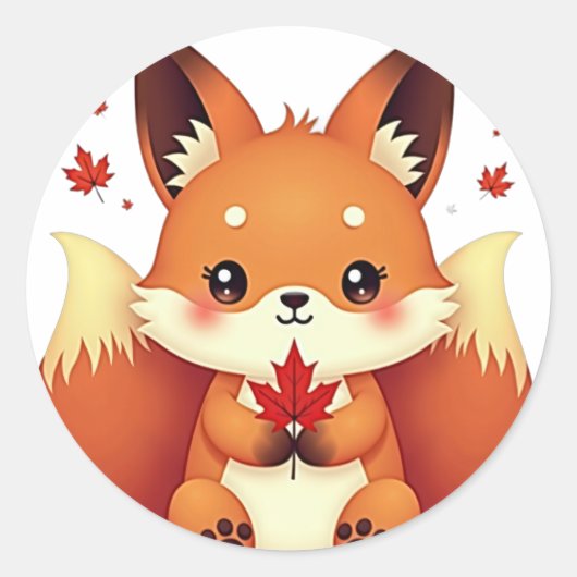 Sticker Rond Kitsune à neuf queues (Devant)