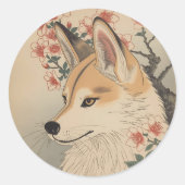 Sticker Rond Kitsune & cherry blossom (Devant)