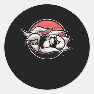 Sticker Rond Kitsune Modern Kawaii Kami Renard japonais