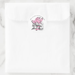 Sticker Rond Kitsune rose renard japonais