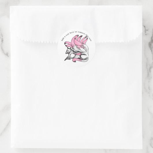 Sticker Rond Kitsune rose renard japonais (Sac)