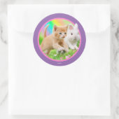 Sticker Rond Kitten & Bunny avec arc-en-ciel (Sac)