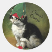 Sticker Rond Kitten de Noël - Bonnes Fêtes (Devant)