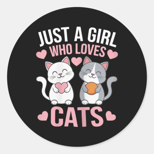 Sticker Rond Kitten Juste Une Fille Qui Aime Les Chats Chemise  (Devant)