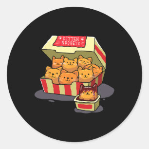Sticker Rond Kitten Nuggets Alimentation Pun Amoureux des chats