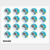 Sticker Rond Kitten Spire vers le haut arc-en-ciel (Feuille)
