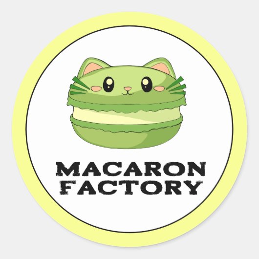 Sticker Rond Kitty Cat Matcha Macaron (Devant)