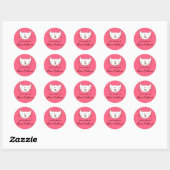 Sticker Rond Kitty dans les plaques rose (Feuille)