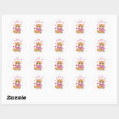 Sticker Rond Kitty de la Saint-Valentin à l'aquarelle (Feuille)