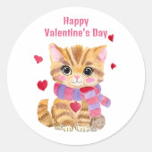 Sticker Rond Kitty de la Saint-Valentin à l'aquarelle (Devant)