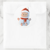 Sticker Rond Kitty en tenue de neige (Sac)