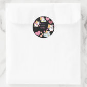 Sticker Rond kitty one bébé fille anniversaire noir (Sac)