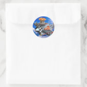Sticker Rond Kitty pilote dans avion (Sac)