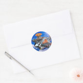 Sticker Rond Kitty pilote dans avion (Enveloppe)