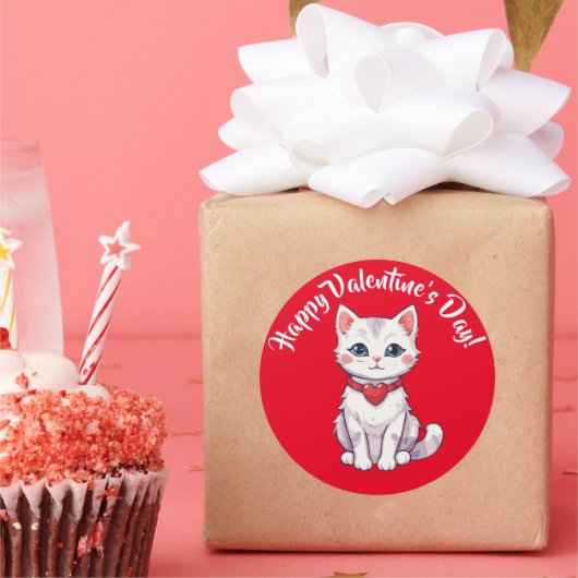 Sticker Rond Kitty pour la Saint-Valentin (Fête)