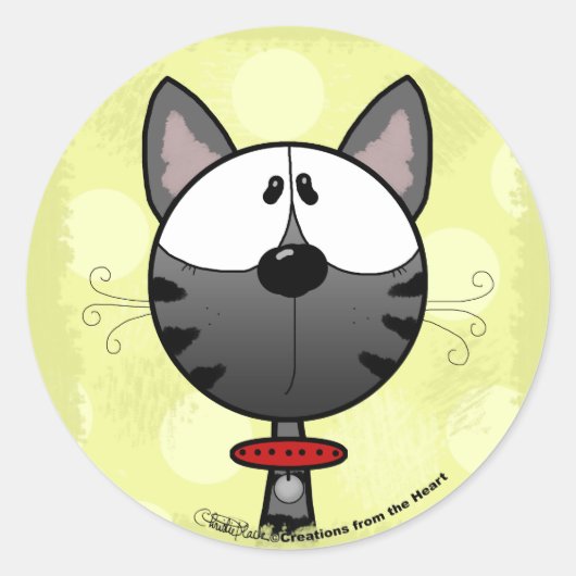 Sticker Rond Kitty rayé gris (Devant)