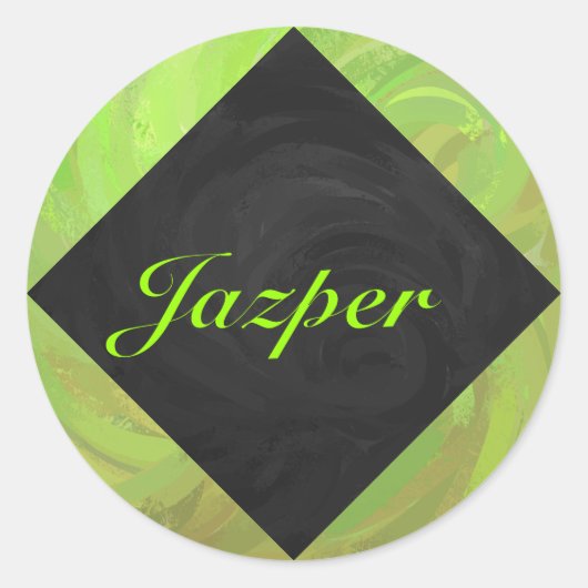 Sticker Rond Kiwi Bash Vert et noir Monogramme (Devant)