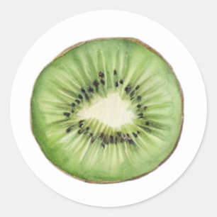 Sticker Rond Kiwi de fruit à l'aquarelle d'été tendance