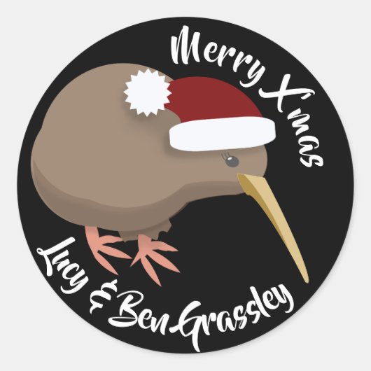 Sticker Rond Kiwi de Noël (Devant)