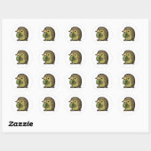 Sticker Rond kiwi oiseau mangeant un kiwi fruit (Feuille)