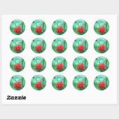 Sticker Rond Kleine Walderdbeere (Feuille)