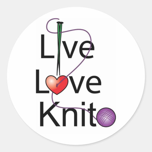 Sticker Rond Knit d'amour en direct (Devant)