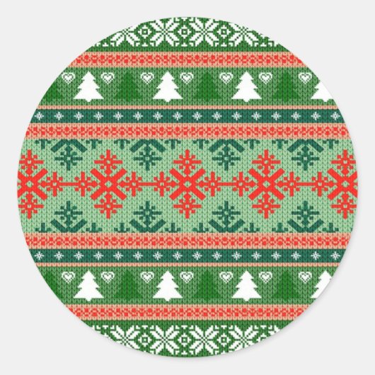 Sticker Rond knitted ugly sweater de Christmas (Devant)