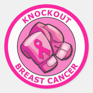 STICKER ROND KNOCKOUT CANCER DU SEIN
