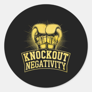 Sticker Rond Knockout Négativité Boxer Sports Force Gym Athl