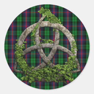 Sticker Rond Knot De Trinité Celtique Et Clan Urquhart Tartan