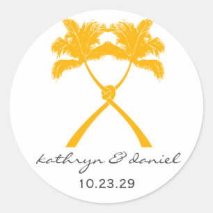 Sticker Rond Knot Palm Trees Plage Mariage tropical Moderne Chi