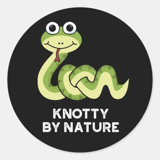 Sticker Rond Knoty By Nature Funny Snake Pun Dark BG (Devant)