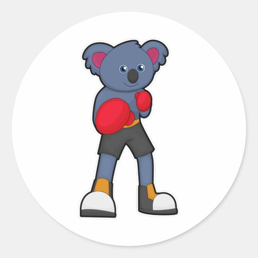 Sticker Rond Koala à Boxing avec gants de boxe (Devant)
