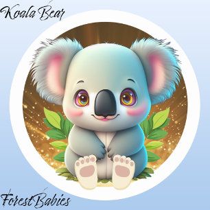 Sticker Rond Koala Bear 🐨 Australian Woodland Nature Animal