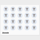 Sticker Rond Koala Bear Baby shower Blue Boy (Feuille)