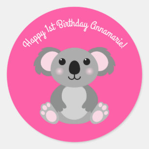 Sticker Rond Koala Bear Cute Kid Anniversaire