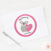 Sticker Rond Koala Bear Hugging Coeur Saint Valentin Faveur (Enveloppe)