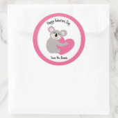 Sticker Rond Koala Bear Hugging Coeur Saint Valentin Faveur (Sac)