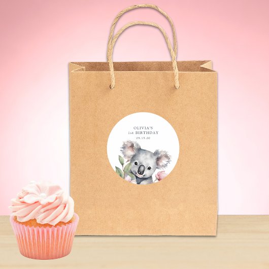 Sticker Rond Koala Bear Premier anniversaire