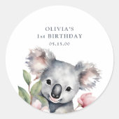Sticker Rond Koala Bear Premier anniversaire (Devant)
