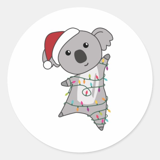 Sticker Rond Koala Christmas Snow Winter Animals Koalas (Devant)